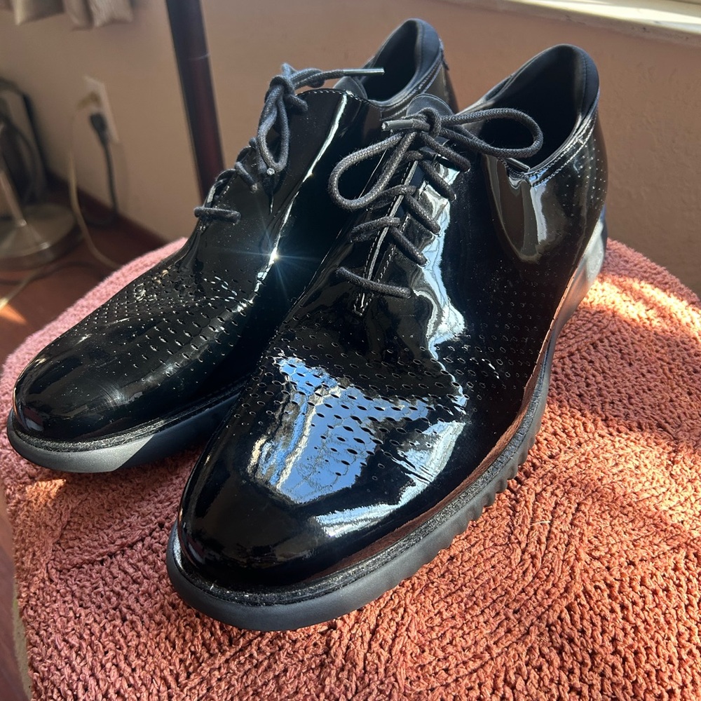 Cole Haan Black Knit and Patent Leather Oxfords Size 15 - Picture 4 of 10